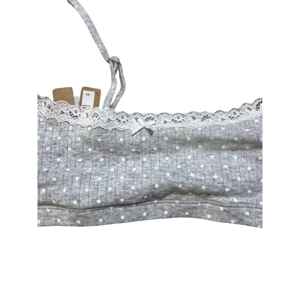 Skims Lightweight Cotton Pointelle Scoop Bralette - New - Heather Gray - Medium - Picture 3 of 5